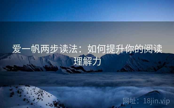 爱一帆两步读法：如何提升你的阅读理解力