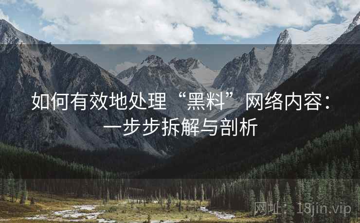 如何有效地处理“黑料”网络内容：一步步拆解与剖析